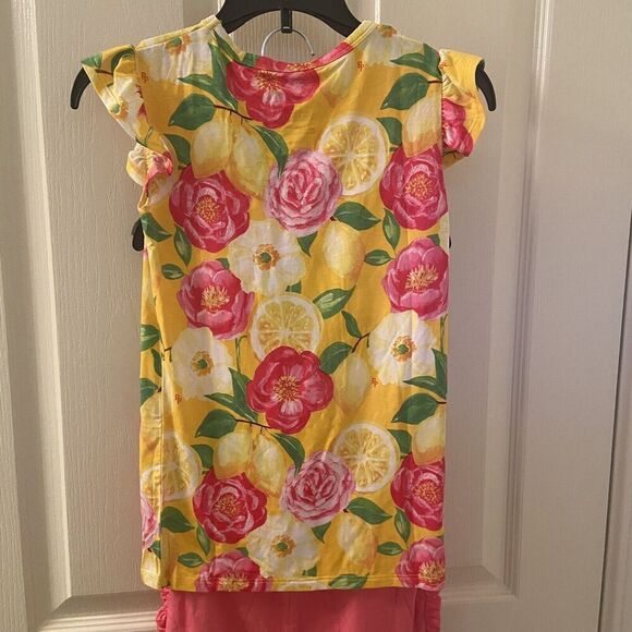 Posh Peanut Floral Annika Angel Sleeve Tee & Pink Varsity Shorts Set Size 9 NWT - Picture 11 of 12